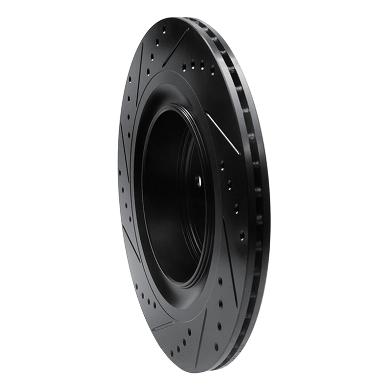 Infiniti Q60 Brake Rotor (1) - Rear Right - R1 Concepts - Drilled & Slotted - Black - `08-`25